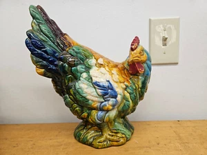 Hermosa gallina mayólica francesa antigua varios colores - Imagen 1 de 6