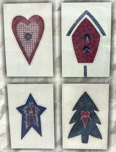 EDREDÓN A TARJETA Arte Popular Primitivo Artesanal Kit de Navidad 4 Diseños Juego de 8 - Imagen 1 de 3