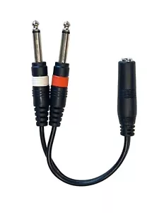 Cable divisor TRS estéreo TRS 9 en 1/4" 1/4 de pulgada hembra a 2 x 1/4 de pulgada macho mono Y - Imagen 1 de 1