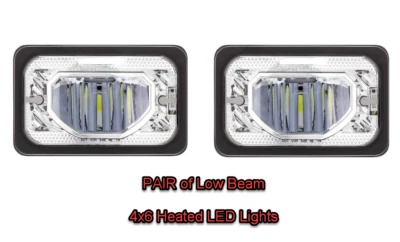 Pair (2) ULTRALIT 4"x6'' Heated LED Low Headlights w/ Glass Lens - Image 1 of 4