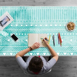 Tapis de bureau turquoise géométrique grand tapis supérieur pour souris PC 120x60 - Photo 1/4