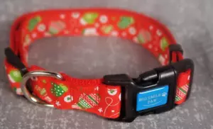 Big Smile Paw Dog Collar Mittens & Hearts Red Winter Christmas - Picture 1 of 6