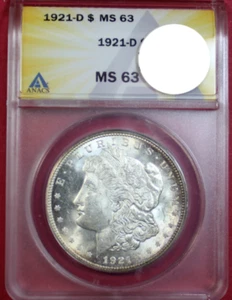 DÓLAR MORGAN 1921-D ANACS MS63 - Imagen 1 de 4