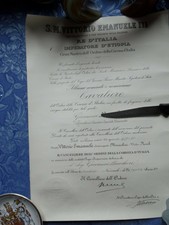 ATTESTATO NOMINA A CAVALIERE ORDINE DELLA CORONA D'ITALIA 20 APRILE 1937 - XV