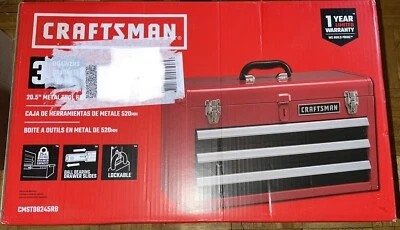 CRAFTSMAN Portable Tool Box 20.5-in Ball-bearing 3-Drawer Red Steel and Lockable - Image 1 of 2