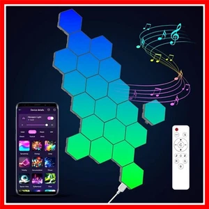 Hexagon LED Wall Lights - RGB Panels with App Control & Sound Activation - Picture 1 of 12