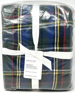 New~Pottery Barn~ Stewart Plaid Cotton Duvet Cover King~Green - Picture 1 of 1