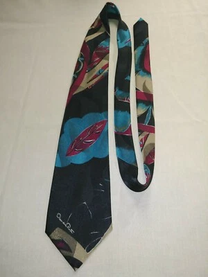 Галстук Oscar de la Renta Studio Collection синий черный глубокий рубин отличное состояние - Изображение 1 из 4