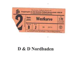 Boleto / Entrada 58/59 DM Hamburger SV - Westfalia Herne - Imagen 1 de 1