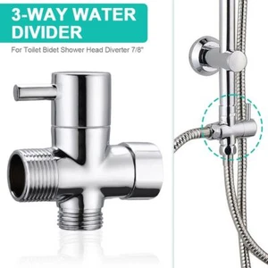 1/2" T-Adapter 3-Way Diverter Valve for Shower Head Bath Tap Switch Outlet Brass - Picture 1 of 18