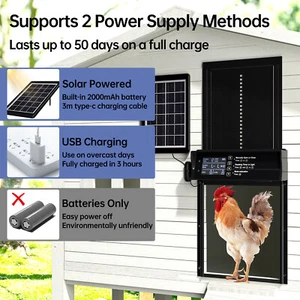 Automatic Smart Chicken Coop Door Weatherproof 4 Modes Light Sensor Opener Timer - Picture 1 of 10