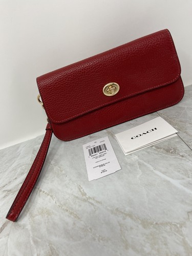 Coach Originals Polso in pelle con serratura a chiave rossa C2298 Nuova con etichette