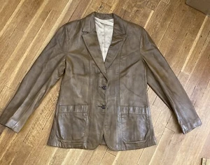Scully Women's Brown Leather Blazer Jacket Size 18 Lady Scully 2 Button Front - Picture 1 of 15