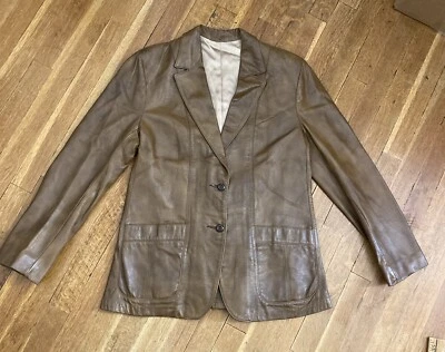 Scully Women's Brown Leather Blazer Jacket Size 18 Lady Scully 2 Button Front - Image 1 of 4