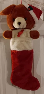 Oso de peluche vintage con pajarita medias de Navidad 3D - Imagen 1 de 5
