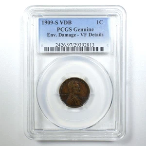 1909-S VDB Key Date Lincoln Wheat Cent 1c PCGS VF Details 30987 - Picture 1 of 4