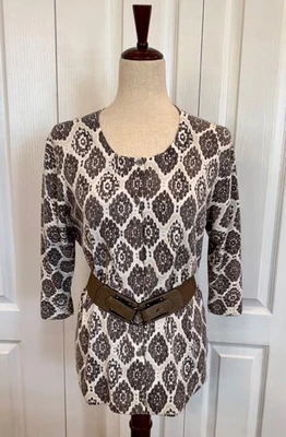 Para mujer, talla XL, suéter, cuello redondo, abotonable, blanco y topo Batik de Merona Foto 1 de 4