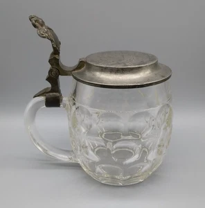 Gebr.Rieche Hannover Zinndeckel, Bierkrug (Glas) mit Gravur, Punze SG Radeberg - Picture 1 of 24