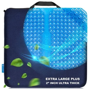 Gel Seat Cushions for Long Sitting- Extra Large & Ultra Thick2" Inch- Office ... - Picture 1 of 7
