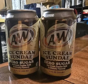 New A&W Ice Cream Sundae Zero Sugar Soda 12 fl oz (2 Cans) - Picture 1 of 4