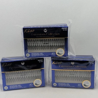(3) Extensión Banda Plana Curl Cluster J Colección Extensiones Kiss 40, Leer Desc. Foto 1 de 3