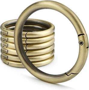 6 Stück Metall Feder O Ringe Rund Karabiner Schlüsselring 1-1/2'', Messing  - Bild 1 von 7