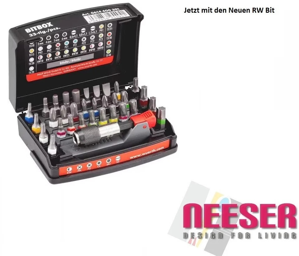Würth Bitbox 33tlg Bitset Bitsortiment Bitsatz magnet Bithalter 0614400301 *NEU* - Bild 1 von 1