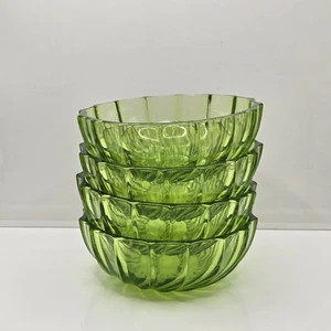 Federal Glass Rhythm Green Bowl Limelight Berry Nappy Cereal 5”D VTG Set Of 4 - Picture 1 of 18