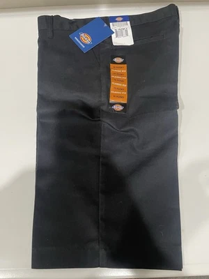 Dickies Boy's Black Flat Front Classic Fit Cotton Blend Shorts Size 16 Husky New - Image 1 of 4