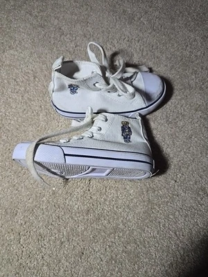ZAPATILLAS POLO RALPH LAUREN 9 Niños LONA BLANCA HAMPTYN BEAR TOPS altas Foto 1 de 4