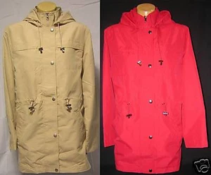 WOMENS: Trench Jacket Coat, Hood, S to XL; RED or BEIGE - Picture 1 of 3