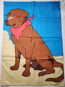VTG Dog With Bandanna Chocolate Lab 28 x 40 Decorative Garden Flag Yard House - Picture 1 of 16