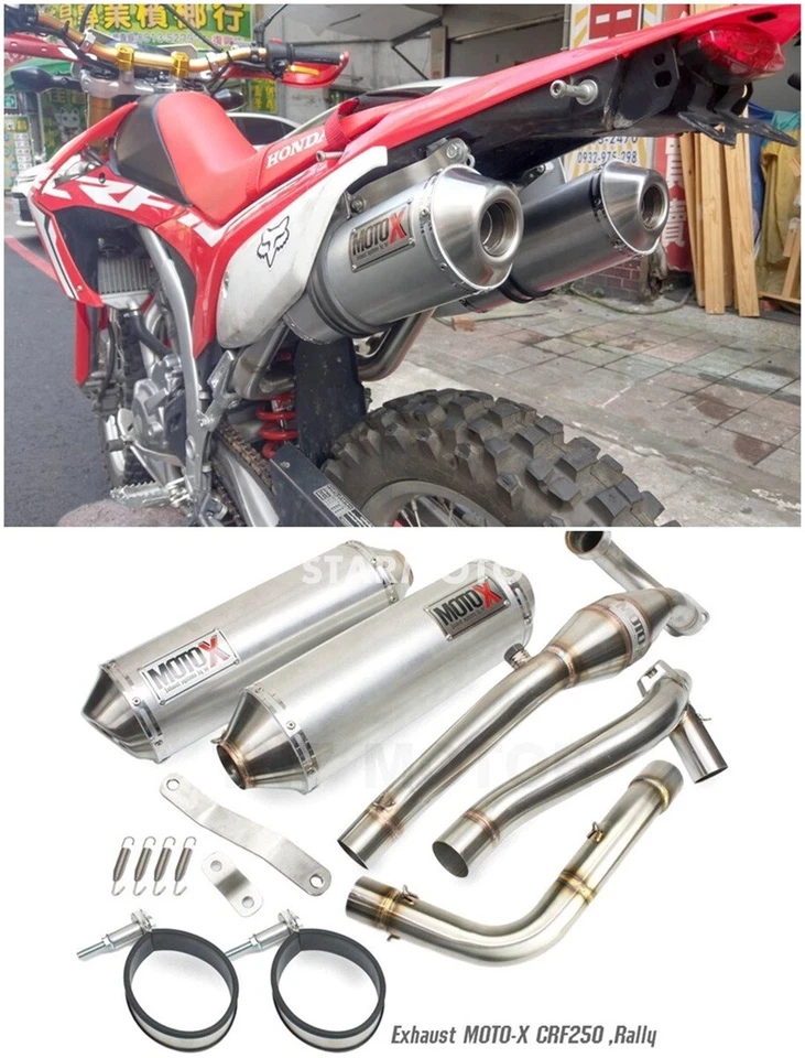 MEGA BOMBA DE ESCAPE DOBLE SISTEMA COMPLETO ACERO INOXIDABLE PARA HONDA CRF 250 M L RALLY 2013-20 Foto 1 de 4