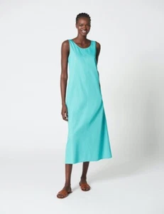 Abito WINSER LONDON L blu e verde cotone a righe linea A senza maniche nuovo con etichette - Foto 1 di 16