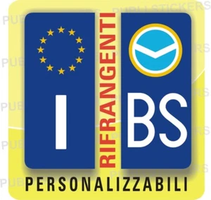 ADESIVI BLU RIFRANGENTE PER TARGA AUTO EUROPEA CON BANDIERA E PROVINCIA BRESCIA - Foto 1 di 1