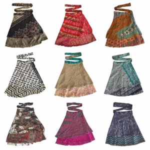 10 PC Wholesale Lot Skirt Women Wrap Around Silk Skirt Short Skirt Indian Dress - Picture 1 of 4