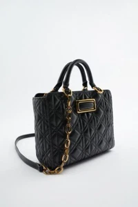 MINI BOLSO DE CIUDAD ACOLCHADO ZARA CON CADENA NEGRO - Imagen 1 de 6