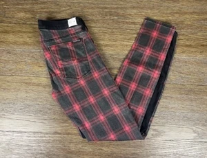 HUDSON KRISTA VICE VERSA Super Skinny Jeans Gr. 29 Stretch schwarz & rot kariert - Bild 1 von 12
