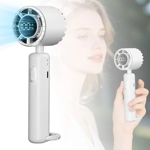 Mini Handheld Fan Portable Folding Desk Cooler Cooling USB Rechargeable White - Picture 1 of 9