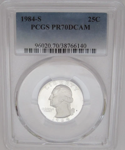 1984-S WASHINGTON QUARTER PCGS PR70 DCAM - Deep Cameo PROOF Cover