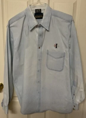 Vintage Harvard Square Nantucket Men’s Long Sleeve Light Blue Denim Shirt Large - Image 1 of 4