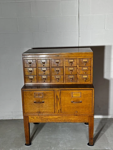 Antique 15 Drawer Library Card File Cabinet Cover