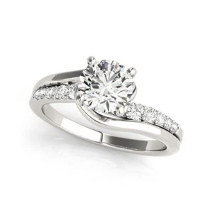 GIA IGI Round 0.75 Ct 18k White Gold Band Certified Real Diamond Ring Size 5 6 7 - Picture 1 of 11