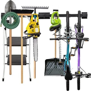 RaxGo Garage Tool Storage Rack & Wall Mounted Bicycle Rack, 6 Hooks - Picture 1 of 5