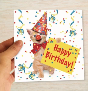 Divertida Tarjeta de Cumpleaños Gato Jengibre Gatito Traje Hijo Hija Hermana Hermano Pareja - Imagen 1 de 10