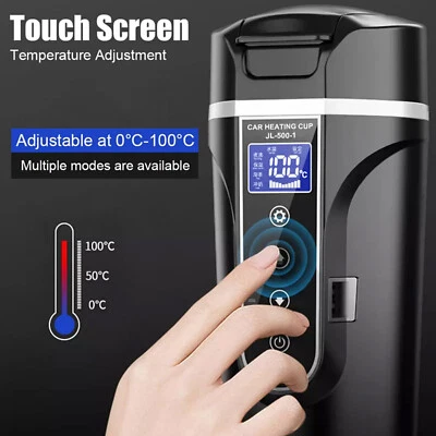 Termo hervidor de agua eléctrico para automóvil 500 ml taza de té café control de temperatura Foto 1 de 4