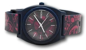 **Broken** Nixon Time Teller Men's 40mm Blue & Red Floral Design Watch A119-1984 - Picture 1 of 9