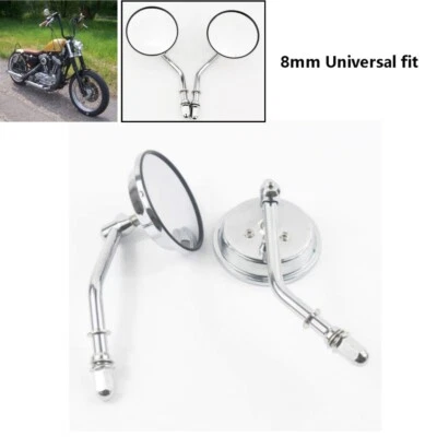 Espejos retrovisores redondos cromados para Harley Davidson Sportster XL 883 1200 Bobber Foto 1 de 4