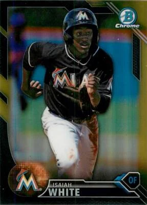 ISAIAH WHITE 2016 Bowman Chrome BLACK AND GOLD REFRACTOR RC #BCP203 Marlins  - Image 1 of 2