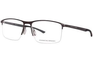 Porsche P8752-B Eyeglasses Men's Brown/Black Semi Rim Rectangle Shape 55mm - Picture 1 of 5